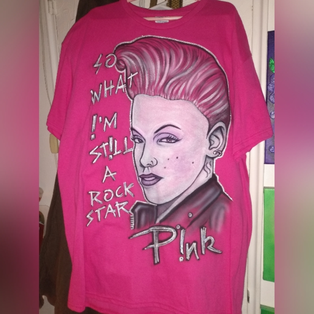 Pink Graphic T-Shirt - Rock Star Design
